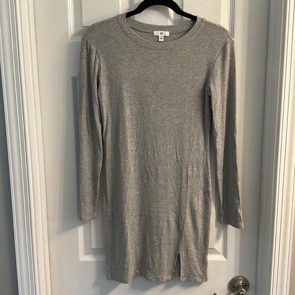 Gray Ribbed Long Sleeve Mini Dress - BP Small - Picture 2 of 7